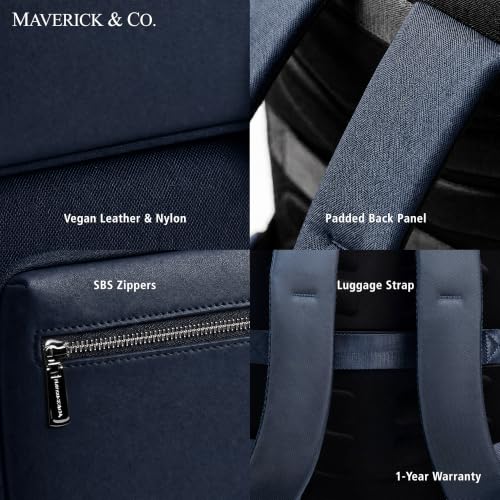 Image of Maverick & Co. Explorer Plus Leather Laptop Backpack - Stylish Work & Business Bag for Men and Women, Travel Tech Daypack