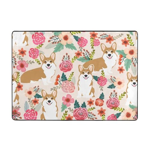 Tapis de chevet en peluche douce corgi pour créer un coin lecture cosy au salon