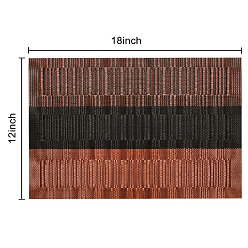 Placemats Set Of 6, Table Placemats, Heat Resistant Woven Placemats,Washable Pvc Place Mats, Woven Vinyl Placemats, Non-Slip Stain Resistant Kitchen Table Placemats Easy To Clean (Coffee-02) #TOP5