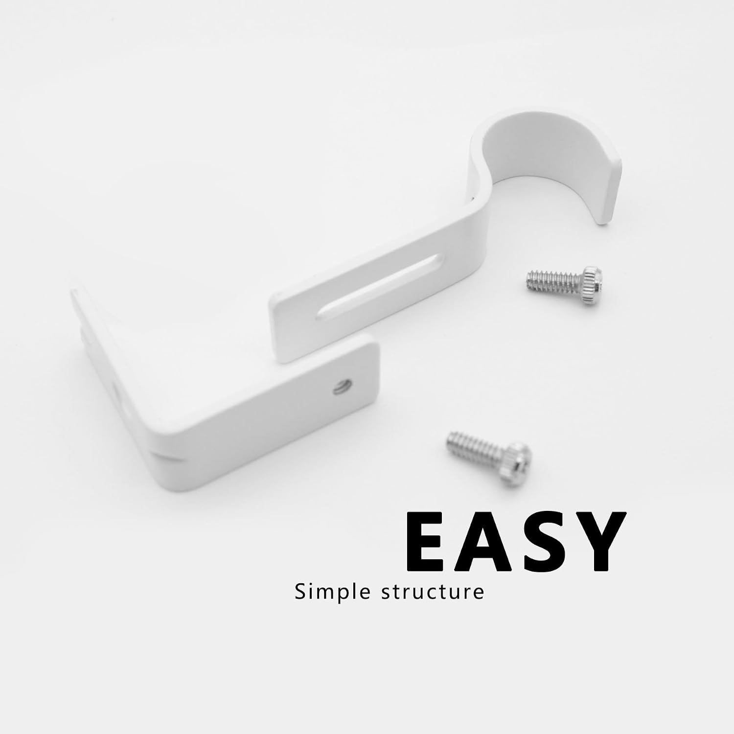 Curtain Rod Brackets Adjustable, 4 Pack Premium Rod Brackets for Wall, Curtain Rod Holder, Drapery Rod Holders Hardware Window Curtain Rod Support Hanger for 1 Inch Rod, White
