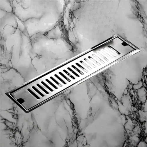 Image of Tapsa Wave Floor Drain Channel Chrome| 304 Stainless Steel | Invisible Shower Drain Channel | 12 x 4 Inches | Waste Water Floor Drain for 30x10 mm Tile | Drainer Channel | Anti Cockroach Trap | Silver