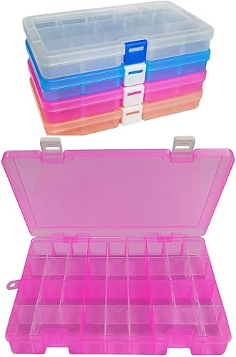 DUOFIRE Organizador de plástico Contenedor 15 rejillas y caja de almacenamiento 18 rejillas Rosa