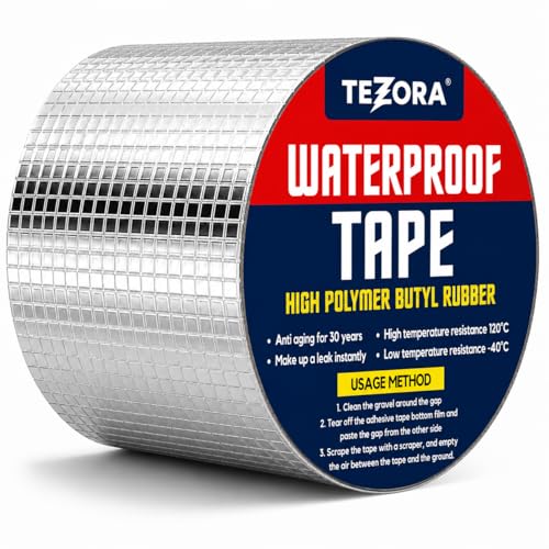 Image of Super Strong Waterproof Butyl Tape for Leakage Repair - Self Adhesive Heavy Duty Aluminum Foil Tape for Roof Waterproofing, Water Leakage, Pipe, Wall & Tank Sealing (4 Inch (10CM*5M))