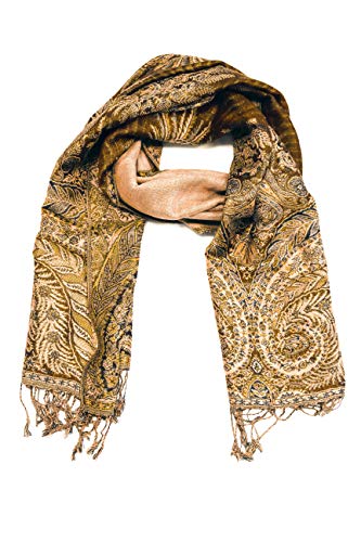Sakkas Luxurious Double Layered Jacquard Big Paisley Pashmina Shawl Wrap Scarf3