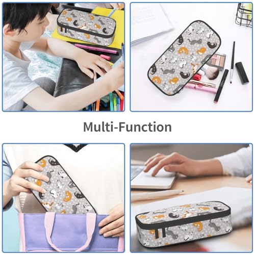 Image of Cute Cat Kawaii Kitten Pencil Case Organizer Big Capacity Pencil Pouch Stationery With Zipper School Supplies Pencil Bag For Girls Boys Office