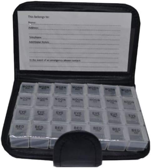 COSMALL@ 7 Days Pill Organiser Pill Box 28 Compartment Pill Box With Pill Wallet