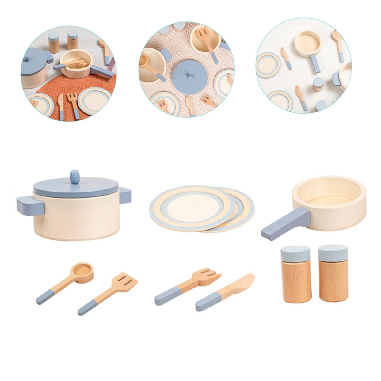 ERINGOGO Cocina de Juguete Infantil de Madera Utensilios Simulados para Juguete Educativo para Desarrollo y Juego Casa