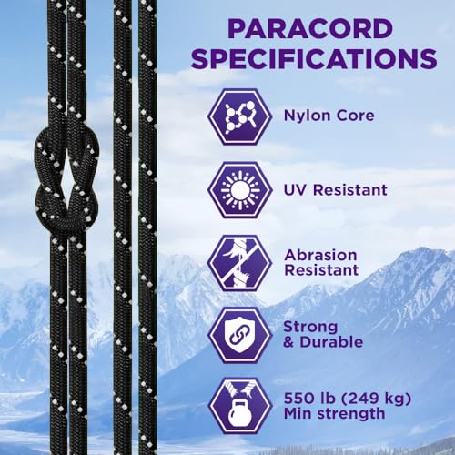 Image of TECEUM 5 /32 inch Paracord Rope 1000 - 1000ft / 200ft / 100ft / 50ft - Tactical Parachute Cord 4mm - 45+ Colors - Nylon String for Survival & Camping Gear - Stripe Cord for Survival - Utility Rope