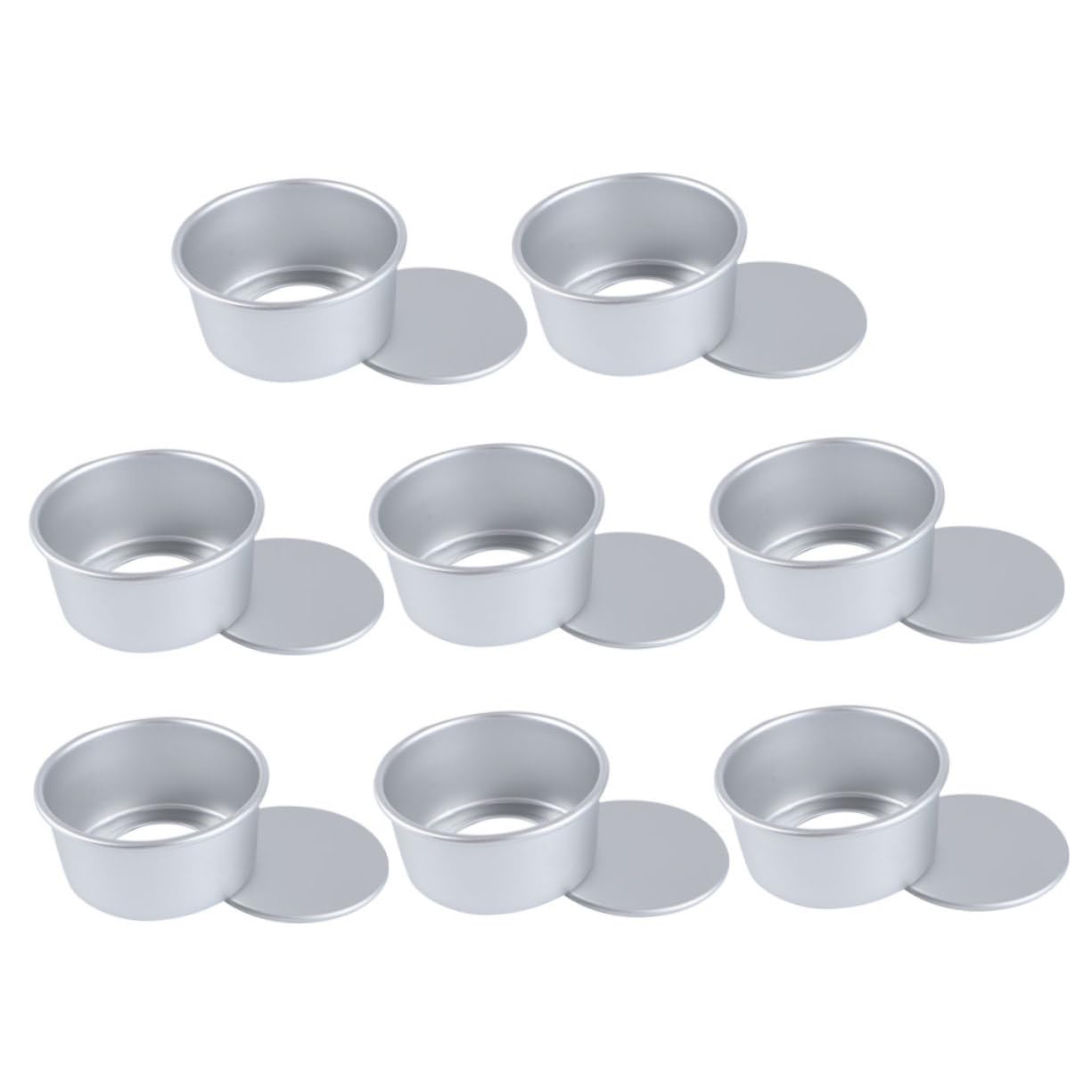 8 piezas Moldes de Aluminio con Fondo Desmontable para Hornear Tartas Bizcochos Pasteles Redondos Antiadherentes Prácticas Cocina
