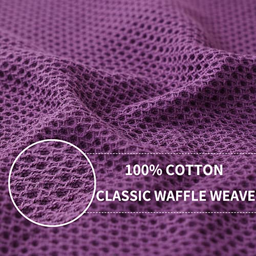 Image of Homaxy 100% Cotton Waffle Weave Kitchen Dish Towels, Ultra Soft Absorbent Quick Drying Cleaning Towel, 13 x 28 Inches, 12-Pack, Purple
