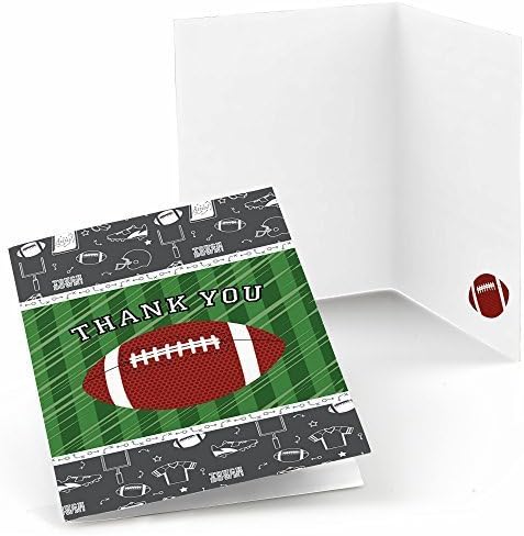 Big Dot of Happiness End Zone - Fútbol - Baby Shower o cumpleaños tarjetas de agradecimiento (8 unidades)