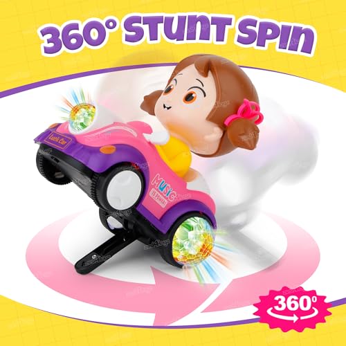 Image of Zest 4 Toyz Musical Stunt Car for Kids with Flashing 5D Lights 360 Rotation Bump and Go Action Musical Toy Battery Operated Electric Toy Car for Boys and Girls Age 3+ (Multi)