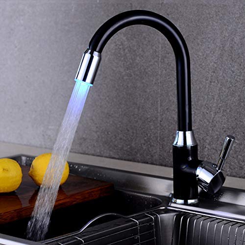 Faucet LED Kitchen Faucet Copper Single Handle Rotatable Cold and Hot