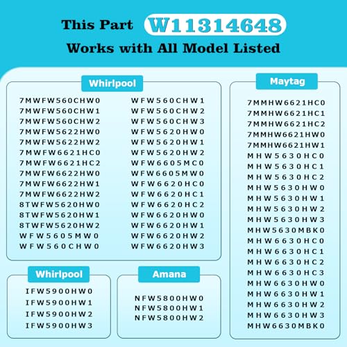 OEM W11314648 W10897390 Washer Door Boot Seal Compatible with Whirlpool Maytag Amana Inglis Washer, Replaces 4931032 AP6835703 PS12711495 EAP12711495