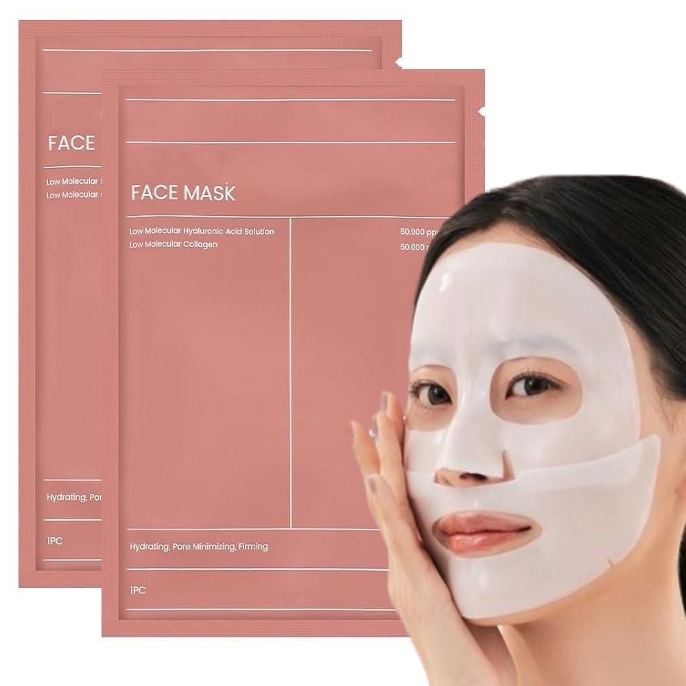 Bio-Collagen Real Deep Mask, Hydrating Overnight Face Sheet Mask, Wrinkle Reduction and Skin Firming, 34ml, Suitable for All Skin Types (Pack of 2) (2)