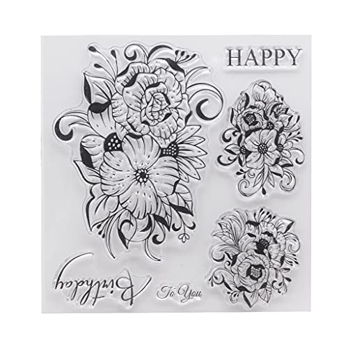 Flower Group - Sello transparente de silicona para hacer tarjetas, decoración, álbumes de recortes, álbumes de fotos, sellos transparentes para manualidades