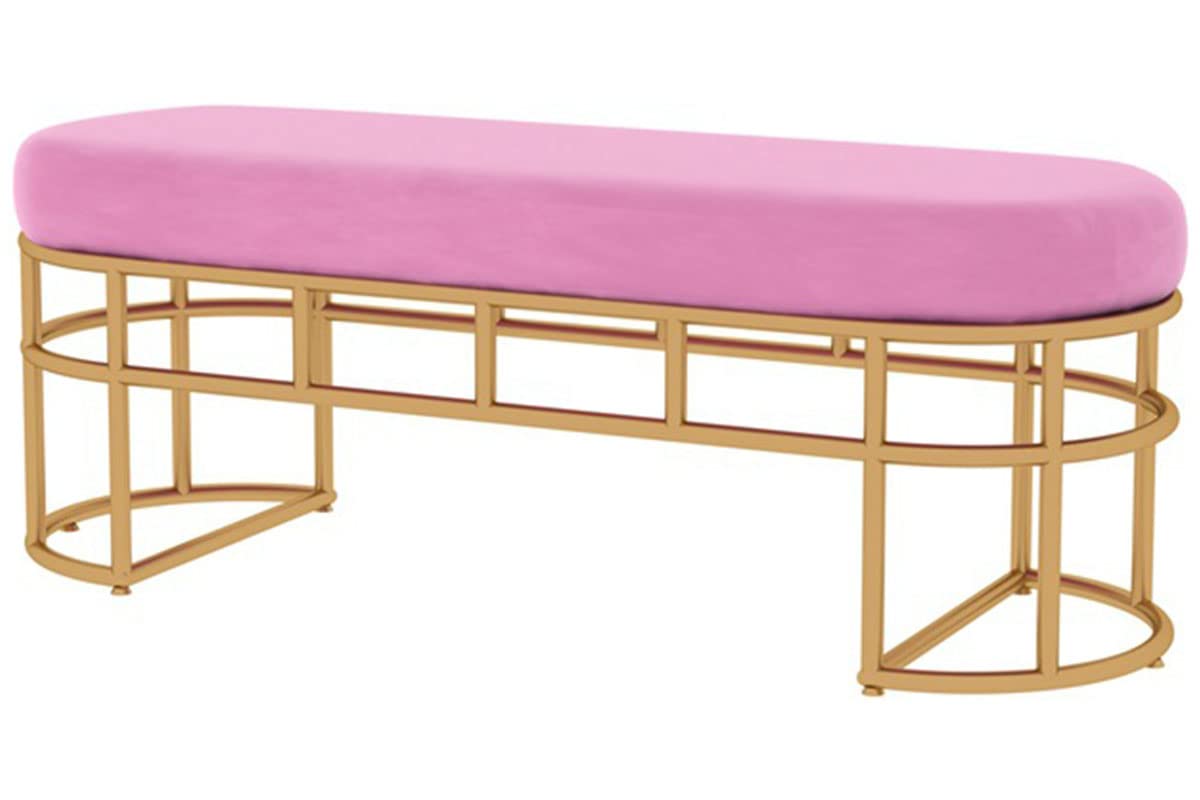 Banc repose-pieds en similicuir et acier inoxydable doré haut de gamme