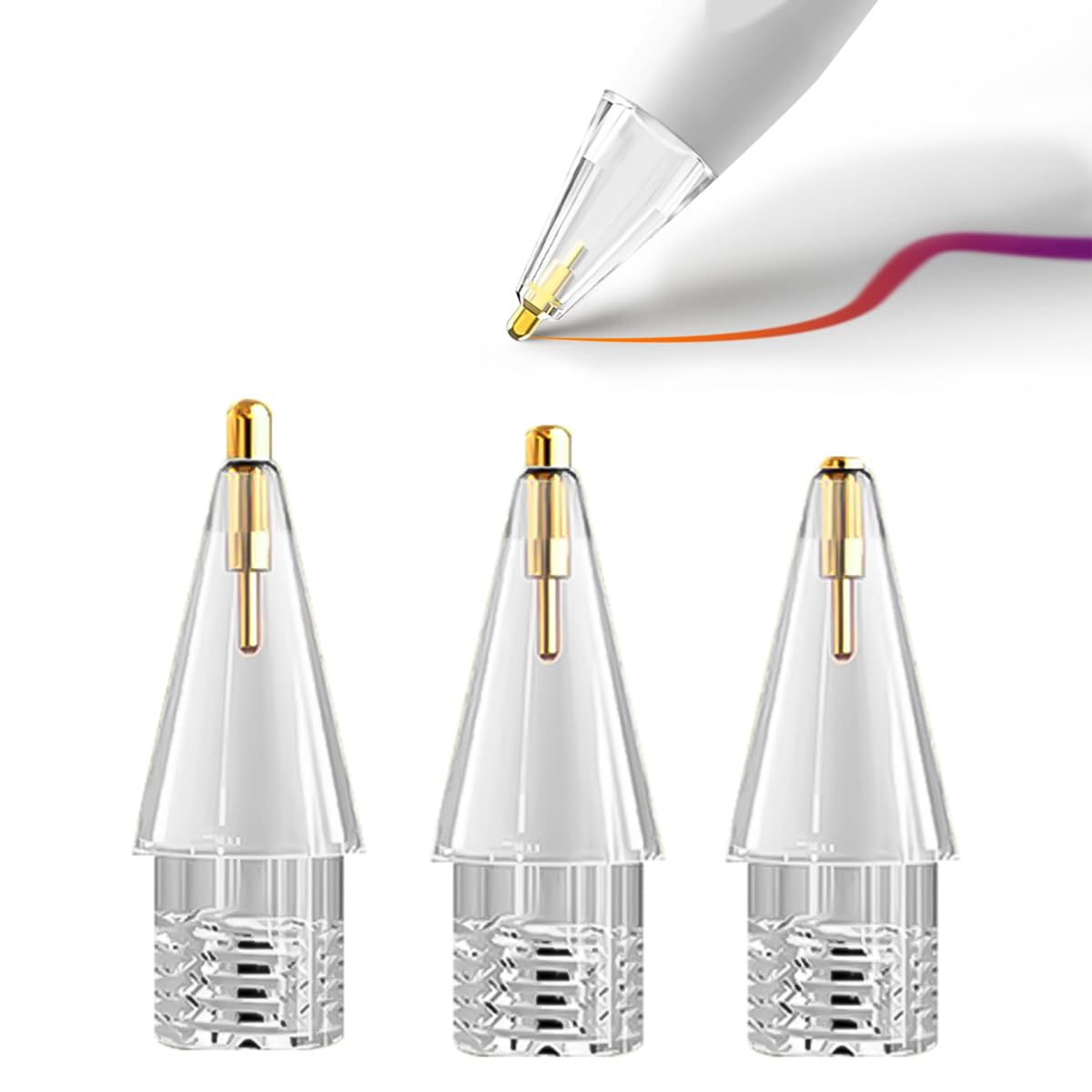 ZORBES® 3Pcs Replacement Pencil Tips for Pencil 2nd Gen & 1st Gen 0.6mm/1.0mm/1.5mm Pencil Tips Transparent Metal Nibs for Pencil 2nd Gen & 1st Gen-image-9