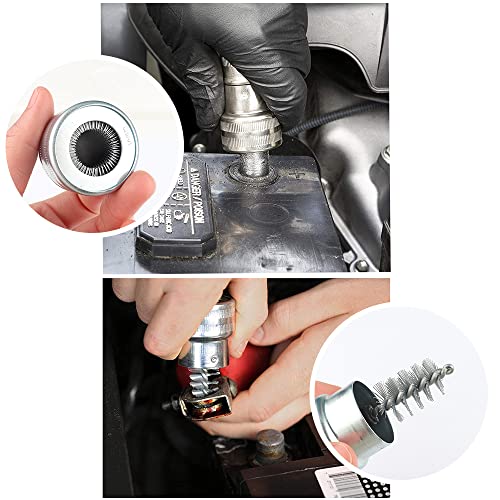 Image of 12 in 1 Battery Terminal Cleaner Kit - Must Have Tool Best for Extend Car Marine Battery Life with 10PCS Fiber Washers Protector and 2PCS Cleaning Brush
