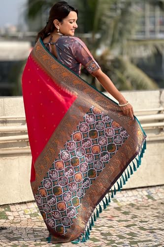 Image of SGF11 Women's Kanjivaram Patola Silk Saree Silk Saree Pure Golden Zari With Blouse Piece