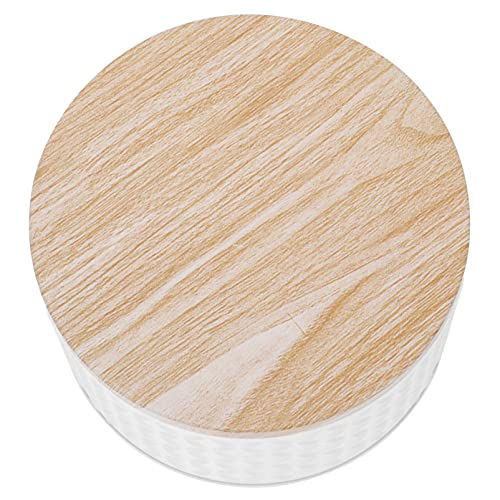 Homoyoyo Tarro De Lata Redondo Con Tapa De Madera Para Almacenamiento De Alimentos - Ideal Para Pasteles - Postres y Ingredientes De Cocina Diseño Elegante En Hojalata Para Un Hogar