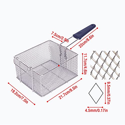 Cesta para freidora de acero inoxidable con mango extraíble para servir y escurrir en cocina 3