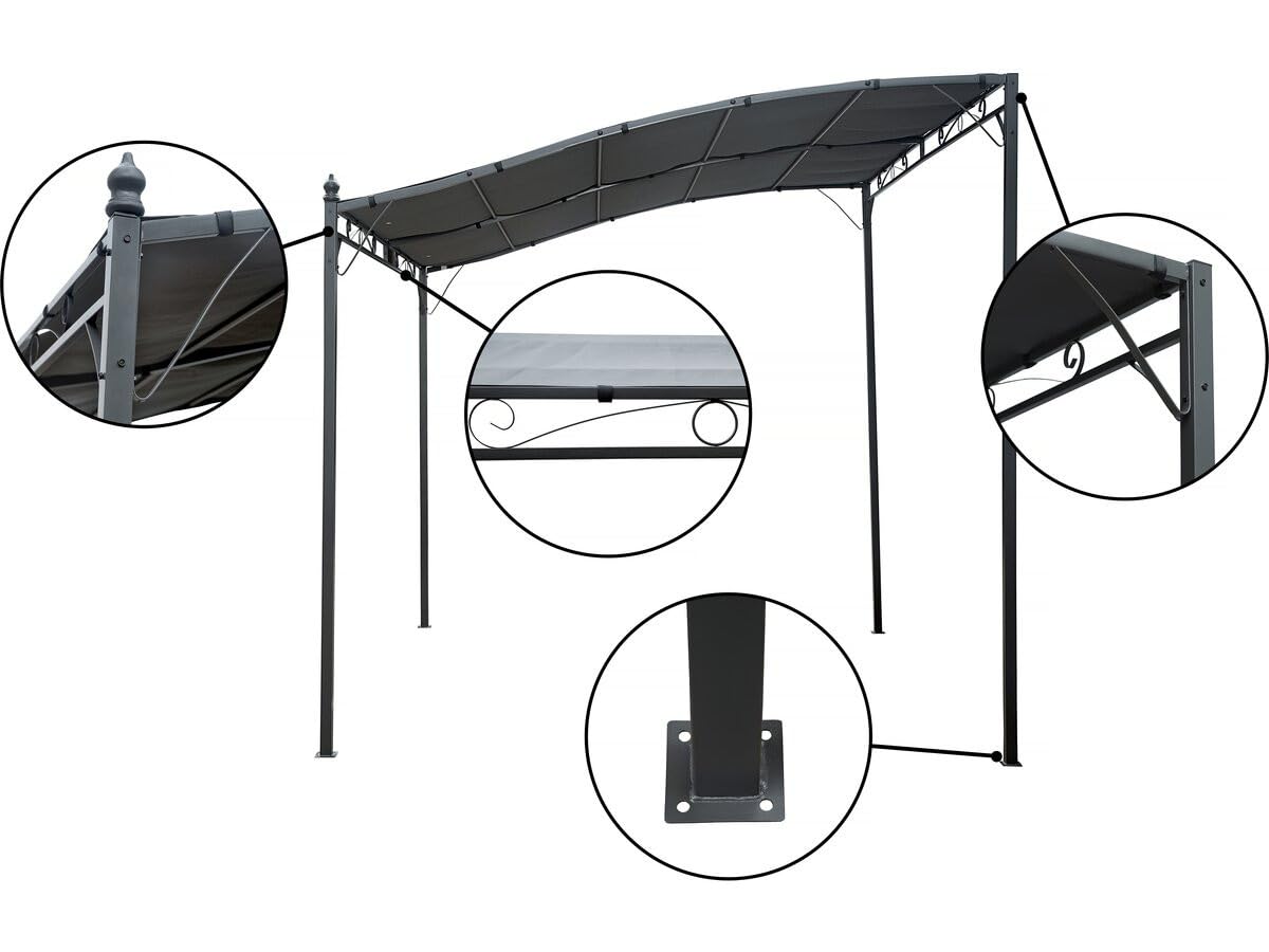 Habitat et Jardin Pérgola metálica Inclinada adosada - 3 x 2,5 m - Gris