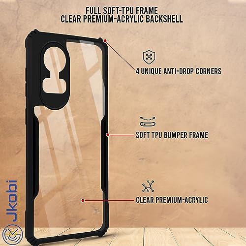 Image of Jkobi Back Cover Case for Oppo Reno 10 5G | Oppo Reno 10 Pro 5G (Shockproof with Polycarbonate Clear Panel | Professional Black)