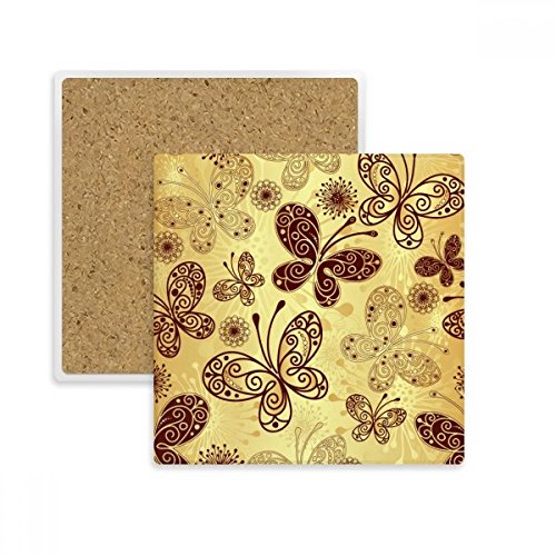 Coaster papillon jaune absorbant en pierre pour protéger vos tables des verres