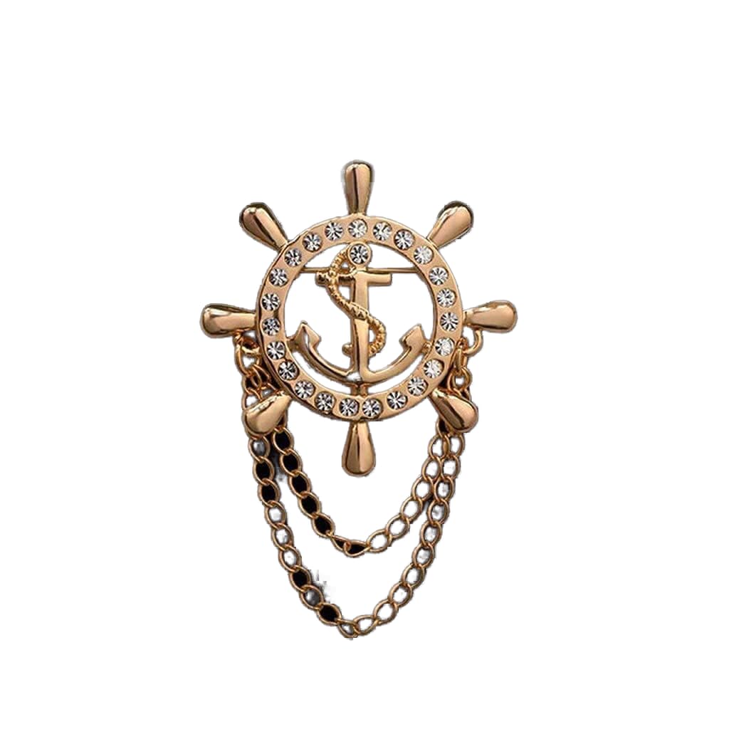 KLYMY Ladies Broches Womens Broaches And Shawl Broach, Brooch Mens Suit Boutonniere Badge Brooches For Men Lapel Pin Women Broches Chain (Color : Gold) (Color : Gold)