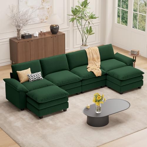 154" Modular Sectional Sofa,Comfy Cloud Couch Sectional Sofa with Ottoman,U