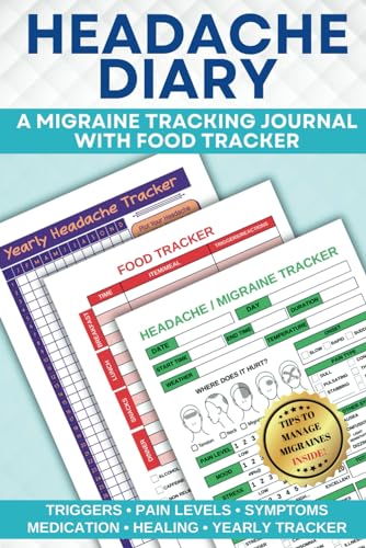 Headache Diary: A Migraine Tracking Journal with Food Tracker to Identify Triggers, Pain Levels, Symptoms to Help Heal & Aid Chronic Headache Relief