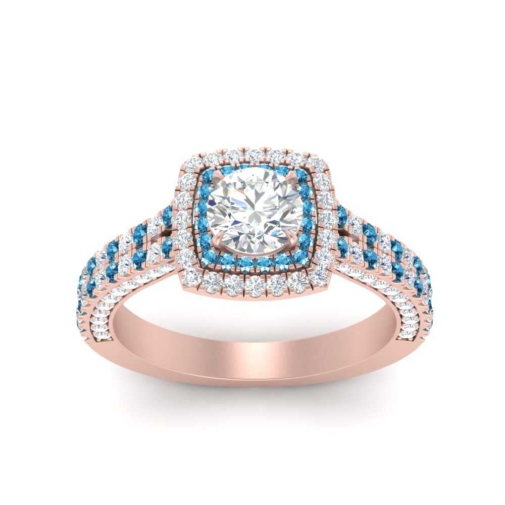 55Carat Choose Your Gemstone Double Band Square Halo Diamond CZ Ring 18K Rose Gold Plated Round Shape Halo Engagement Rings Everyday Jewelry Wedding Jewelry Handmade Gifts for Wife US Size 4 to 12