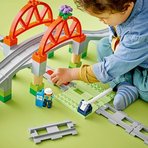 Image of LEGO DUPLO Town Train Bridge and Tracks Expansion Set 10426 Building Blocks Toys for 2+ Gift for Boys and Girls