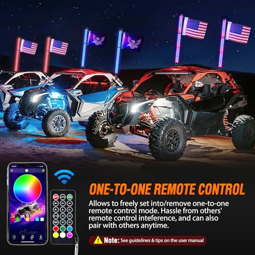 Image of Nilight LED Fat Whip Light 2PCS 3FT RGB Lighted Antenna Whips with Remote & App Control DIY Chasing Patterns Brake Reverse Turn Lights for ATV UTV Polaris RZR Can-am Dune Buggy Pickup Trucks Jeep