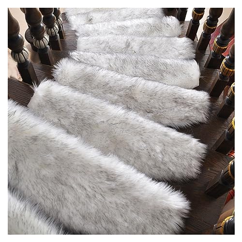 Alfombra antideslizante de pelo largo autoadhesivo para peldaños de madera, lavable y suave, mejora la seguridad en el hogar