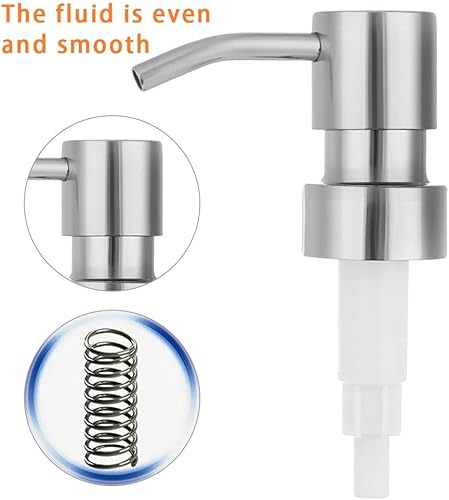 Miniatura 5 de Paquete de 2 bombas dispensadoras de jabón de acero inoxidable 304, dispensador de loción líquida para reemplazo de cabeza de botella de 28 a 400