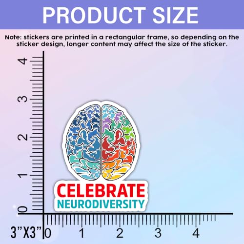 Image of SODAVA 3Pcs Celebrate Neurodiversity Sticker, Neurodivergent Brain Mental Health Awareness Stickers for Laptop Water Bottle Phone Accessory Boat Car Bumper Window Helmet, Stickers 3in