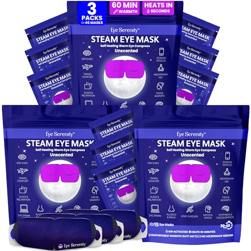 Image of Lure Essentials Eye Serenity Steam Eye Mask, Heated Eye Mask, Self Heating Warm Compress for Dry Eyes, Fast Relief for Stye, Puffy Sensitive Eyes, Moist Heat, Gift for Women and Men - Unscented