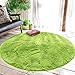 Dywan do sypialni, super miękki okrągły dywan z włókna szenilowego, kudłaty i dywan, salon, sypialnia, dom, dywan, poduszka na krzesło komputerowe, okrągły dywan do jogi, dekoracyjny dywan (zielony, 100 cm)