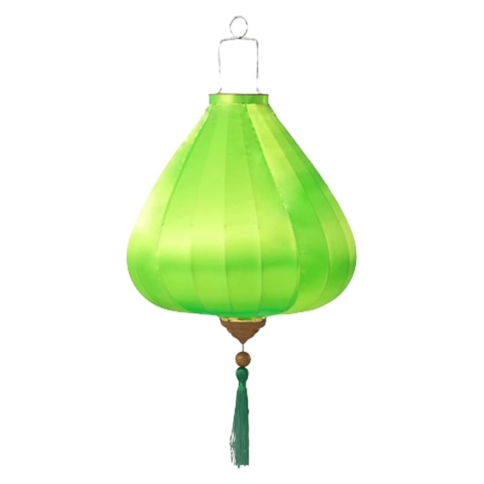 Dekoracje Wiszące czerwone chińskie lampiony, Owalne latarnie jedwabne z frędzlami, wielokolorowe, 12–16 cali(Bright Green,14 Inch)