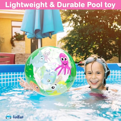 Image of FunBlast Inflatable Balls for Kids - Colorful Beach Balls for Pool, Summer Water Play Toys for Kids, Lightweight Inflatable Pool Balls for Outdoor & Indoor Fun, Swimming Pool Toys (Fish)