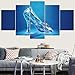 Produktbild LVQIANHOME Leinwanddrucke Moderne Leinwand Wohnzimmer Bilder Poster 5 Panel Blau Prinzessin Glasmalerei Wandkunst Hd Gedruckt Wohnkultur-Gerahmt