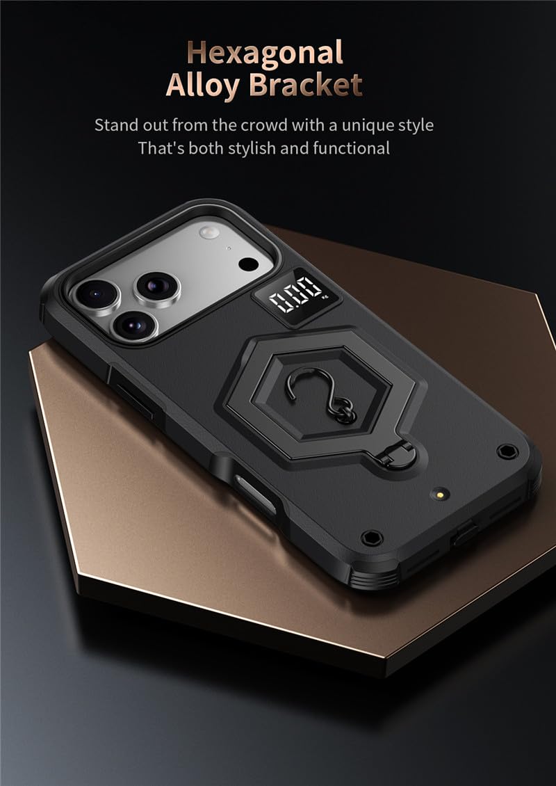 Schlanke Hülle Für iPhone 17 Pro Max/17 Pro/Air/17, Verstellbarem Ständer, Militär Schutzhülle Rutschfestem Griff Stoßfest Handyhüllen,Schwarz,17 Pro