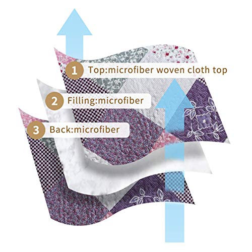 NEWLAKE Quilt Bedspread Sets-Floral Checkered Pattern Reversible Coverlet Set,King Size