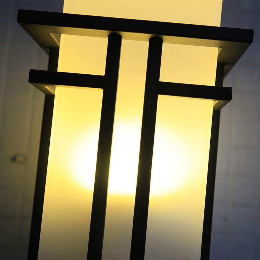 Zewnętrzna Ścienna, Wodoodporna, Ip23, Odporna Na Deszcz, Aluminiowa I Szklana, W Nowoczesnym Stylu Industrialnym Do Ogrodu, Na Dziedziniec I Taras – 30 Cm (42 Cm)/Czarny/37 Cm