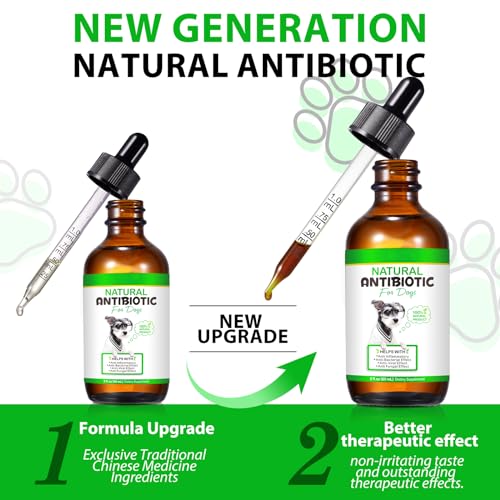 Hunde-Antibiotika, Antibiotika für Hunde, natürliche Antibiotika für Hunde, unterstützt Hundeallergie und Juckreiz, Hefe-Infektionsbehandlung für Hunde, Hundebedarf, Antibiotika, Speckgeschmack, 60 ml