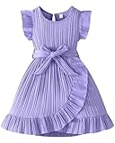 Rosibel Toddler Girls Dress Kids Ruffles Sleeveless Casual Dresses Little Girls Summer Beach Sundress Purple 5-6Y