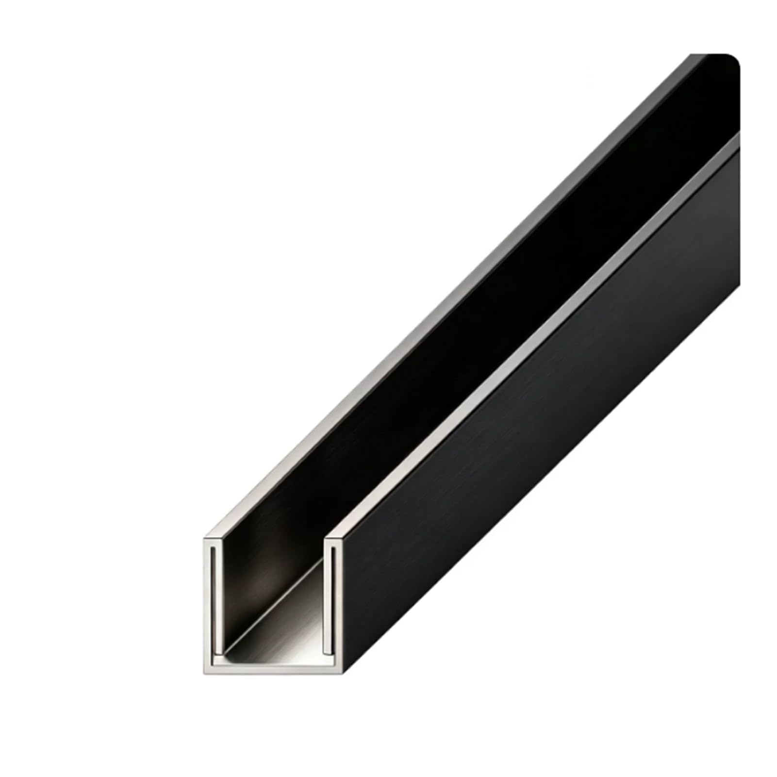 Canale Doccia A U In Vetro For Pannello Spesso 10/12 Mm | Guida for bordare la cabina doccia da incasso, alluminio tagliato su misura, con striscia adesiva(Black,18x12mm)