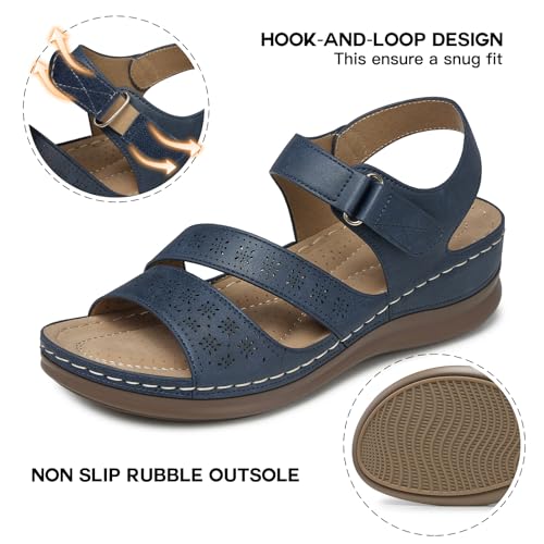 Image of SHIBEVER Women's Wedge Sandals Comfortable: Summer Dressy Walking Platform